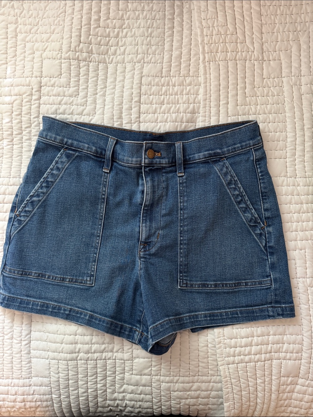 J. Crew Utility denim patch pocket high rise shorts 10/30